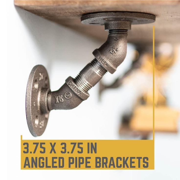 1/2 in. Black Pipe 3.75 in. W x 3.75 in. H Wall Mounted Double Flange Angled Shelf Bracket Kit (4-Pack)