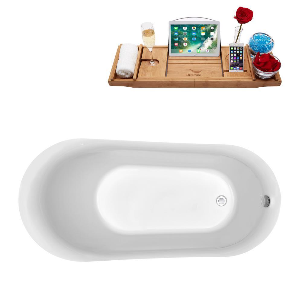 59.1 in. Acrylic Flatbottom Non-Whirlpool Bathtub in Glossy White - Super Arbor