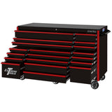 72 in. 19-Drawer Roller Cabinet Tool Chest in Black with Red Drawer Pulls - Super Arbor