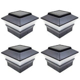 Relightable Solar 4 in. x 4 in. Black Vinyl Outdoor Post Cap Deck Lights (4-Pack) - Super Arbor