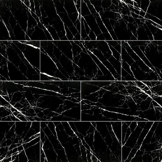 Aashini Black 16 in. x 32 in. Polished Porcelain Floor and Wall Tile (14.20 sq. ft./Case)