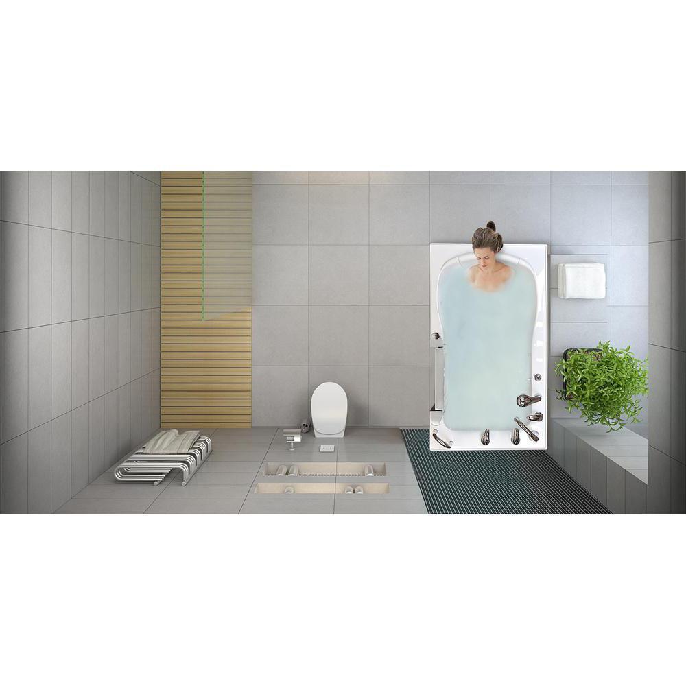 Petite 52 in. Acrylic Walk-In Whirlpool and Air Bath Bathtub in White, Thermostatic Faucet Set, RHS 2 in. Dual Drain - Super Arbor