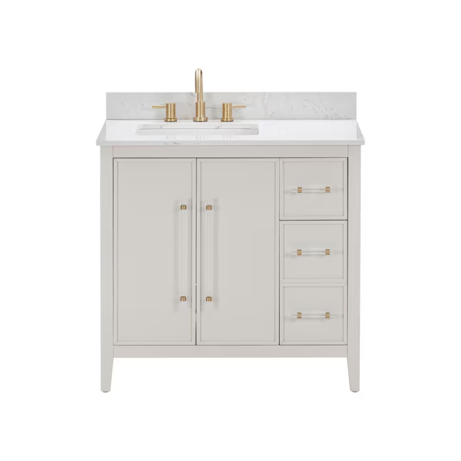 Origin 21 Alise 36-in Agreeable Gray Undermount Single Sink Bathroom Vanity with White Engineered Stone Top