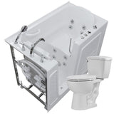 52.8 in. Walk-In Whirlpool Bathtub in White with 1.28 GPF Single Flush Toilet - Super Arbor
