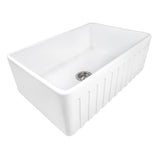 Farmhouse Apron-Front Fireclay 33 in. x 20 in. Reversible Single Bowl Kitchen Sink in White - Super Arbor