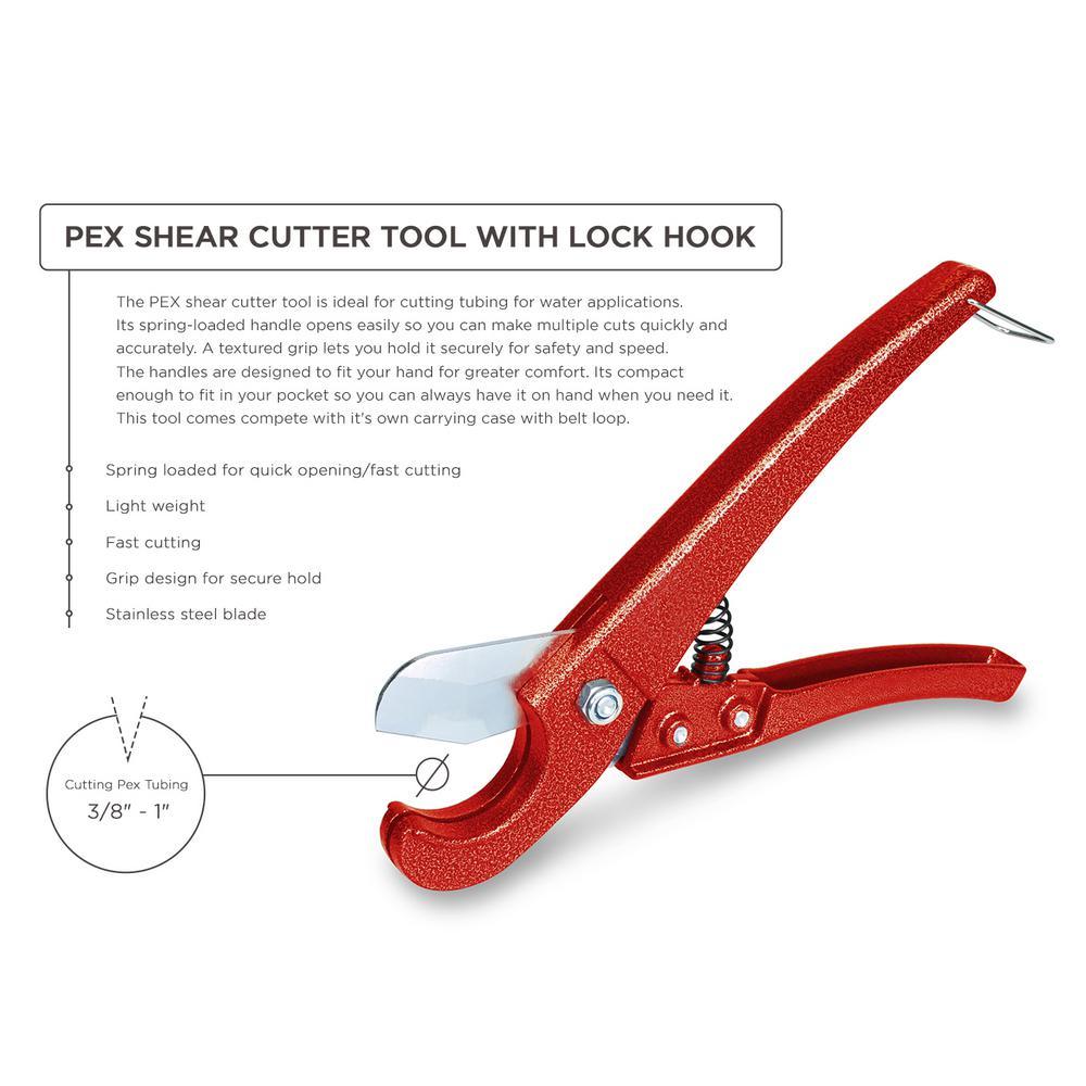 PEX Plumbing Kit Crimper Tool with Lock Hook Cutter Tool with Stainless Steel Cinch Clamps 1/2 in. 3/4 in. - Super Arbor
