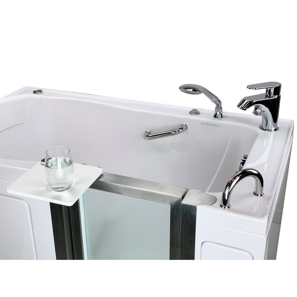 Elite 52 in. Acrylic Walk-In Whirlpool Bathtub in White with Right Door, 2-Piece Fast Fill Faucet and 2 in. Dual Drain - Super Arbor