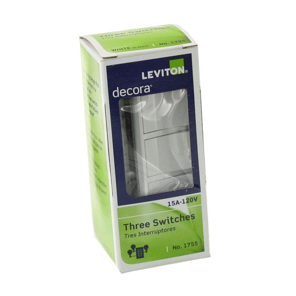 Decora 15 Amp 3-Rocker Combination Switch, White - Super Arbor