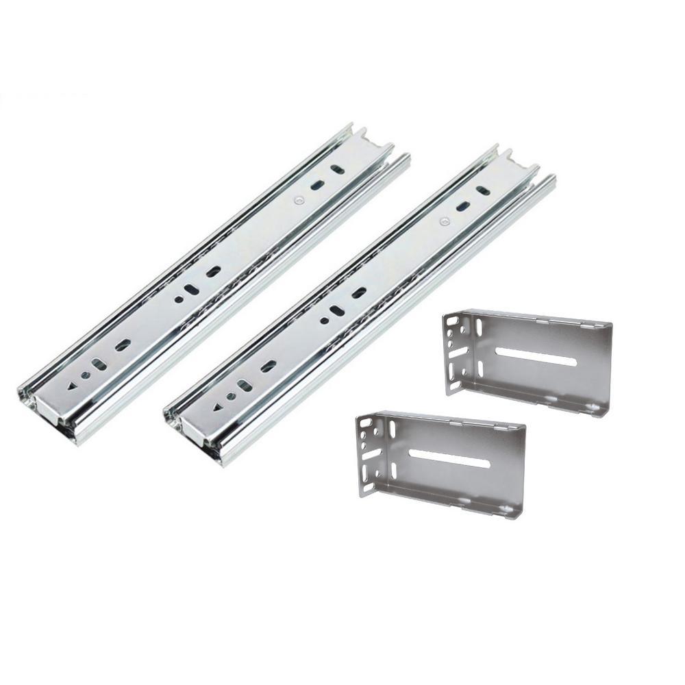 10 in. Full Extension Ball Bearing Side Mount Drawer Slide Set with Rear Bracket (4-Pair) - Super Arbor