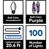 GE String-A-Long 100-Count 20.6-ft Purple Incandescent Plug-In Christmas String Lights