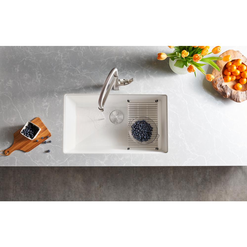 PRECIS Undermount Granite Composite 32 in. Single Bowl Kitchen Sink in White - Super Arbor