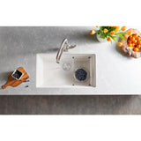 PRECIS Undermount Granite Composite 32 in. Single Bowl Kitchen Sink in White - Super Arbor