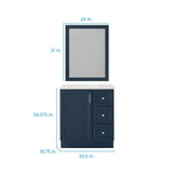 Style Selections Davies 30-in Navy Single Sink Bathroom Vanity with White Cultured Marble Top (Mirror Included)