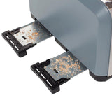 Perth 1500W 4-Slice Wide Slot Slate Grey Toaster with Removable Crumb Tray and Adjustable Settings