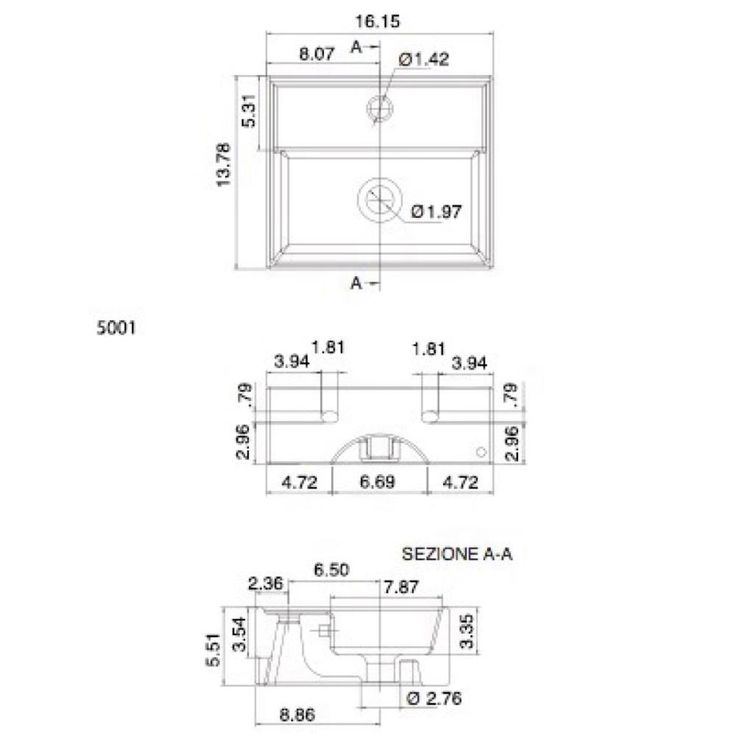 Nameeks Teorema Wall Mounted Bathroom Sink in White