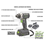 20-Volt Lithium-ion Cordless Quick-Change Impact Driver with Light, Power Indicator, Charger, Battery and Bit - Super Arbor