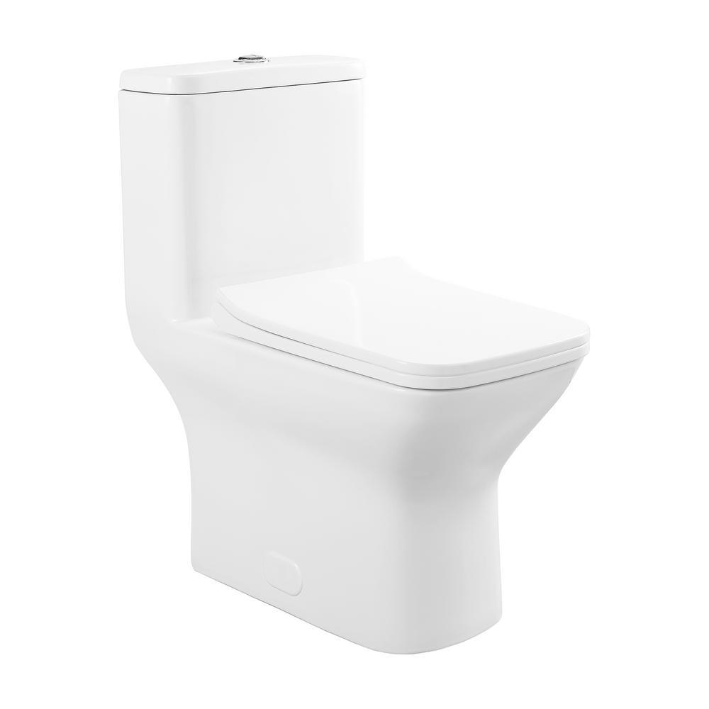 Carre 1-Piece 0.8/1.28 GPF Dual Flush Square Toilet in White, Seat Included - Super Arbor