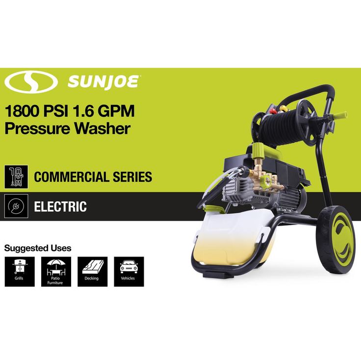 Sun Joe Commercial Series 1800 PSI Max 1.6 GPM Electric Pressure Washer with Wall Mount, Roll Cage and Hose Reel
