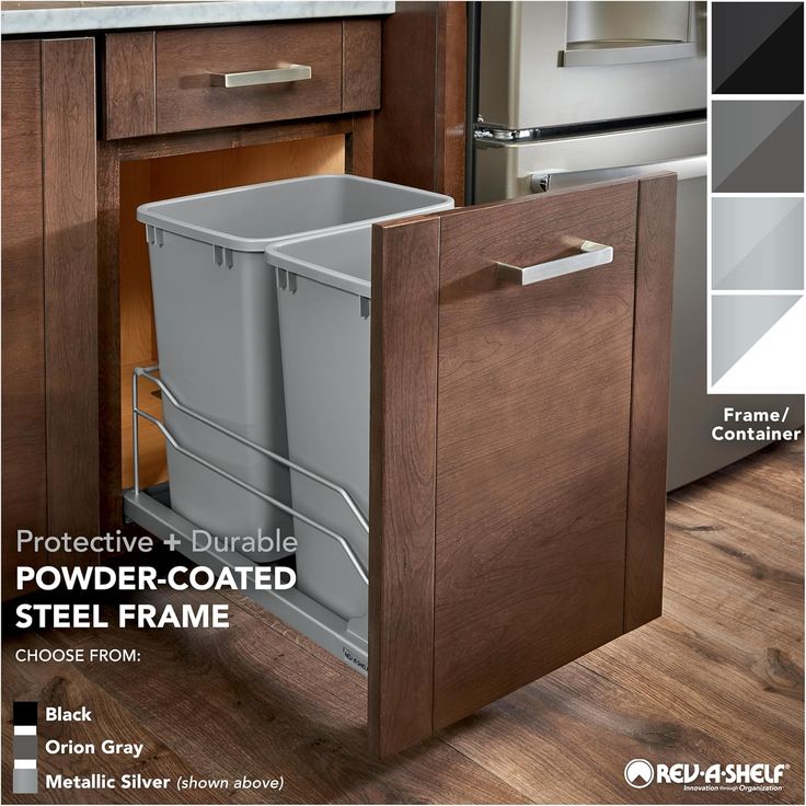 Rev-A-Shelf 35-Quart Plastic Soft Close Pull Out Trash Can