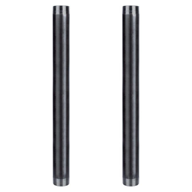 2 in. x 24 in. Industrial Steel Grey Plumbing Pipe in Black (2-Pack)