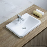 Rectangular 24 in. Drop-In Ceramic Bathroom Sink in White - Super Arbor