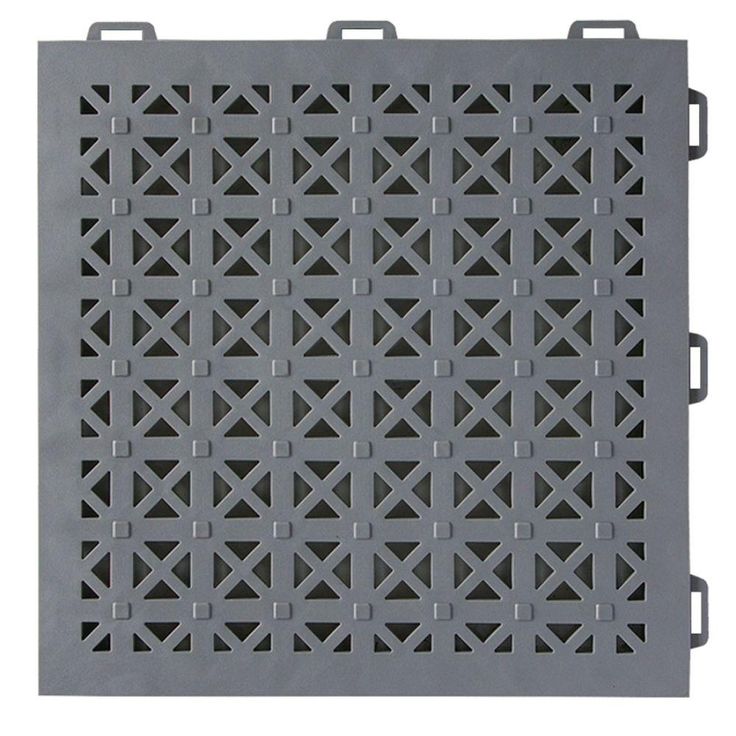 Greatmats StayLock Perforated Gray 12 in. x 12 in. x 0.56 in. PVC Plastic Interlocking Outdoor Floor Tile (Case of 26)