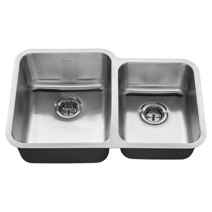 American Standard Danville 31-in x 20-in Stainless Steel Double Offset Bowl Undermount Residential Kitchen Sink