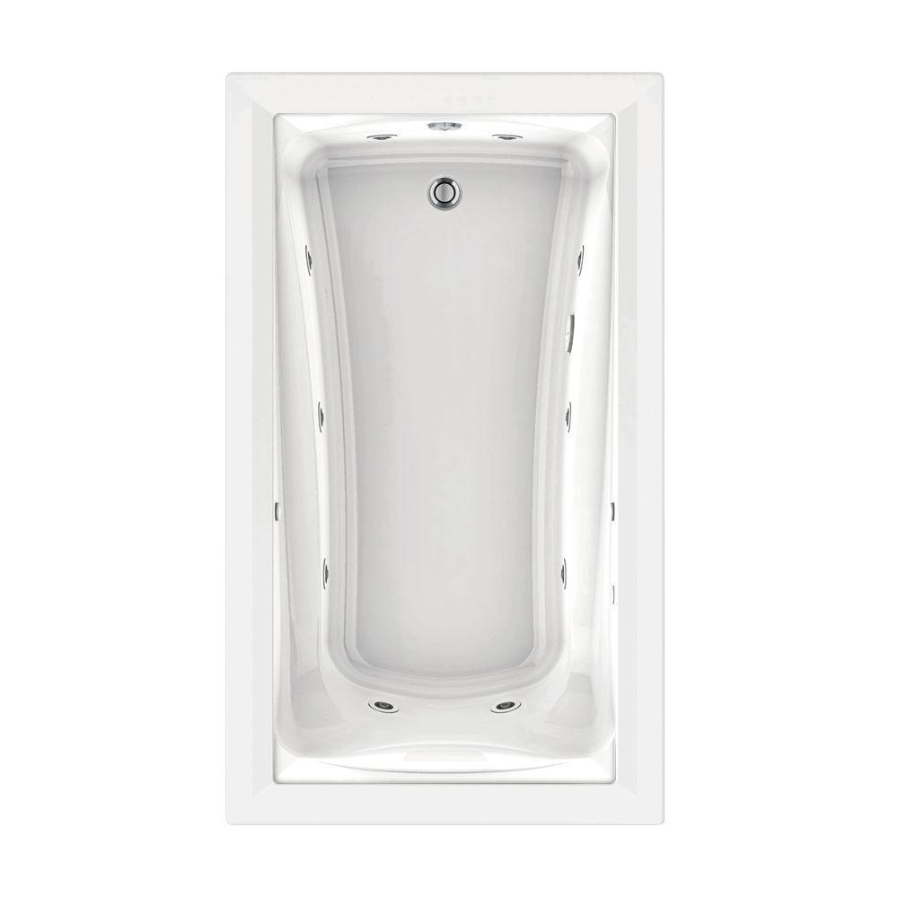 Green Tea 72 in. x 42 in. Reversible Drain EcoSilent EverClean Whirlpool Tub in White - Super Arbor