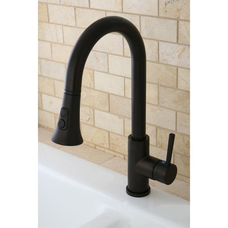 Kingston Brass Concord Oil-Rubbed Bronze 1-Handle Deck-Mount Pull-Down Handle Kitchen Faucet