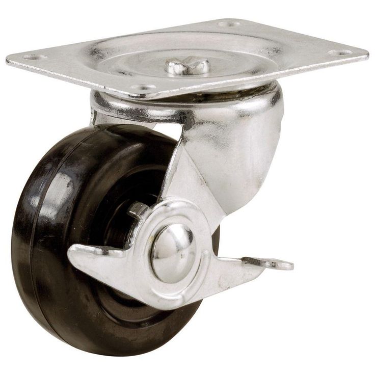4 in. Soft Rubber Swivel Plate Caster with 225 lbs. Load Rating and Brake