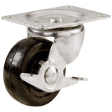 4 in. Soft Rubber Swivel Plate Caster with 225 lbs. Load Rating and Brake