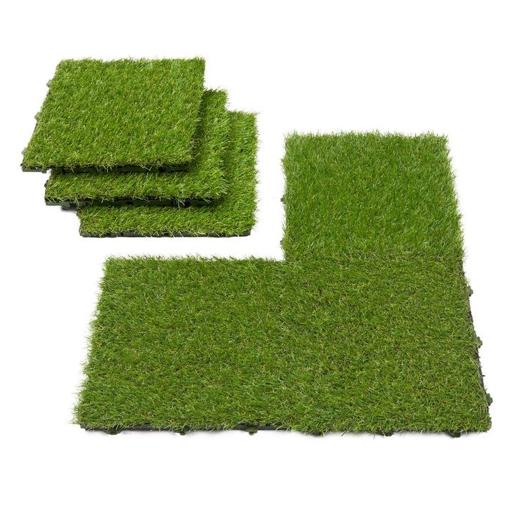 Ottomanson Ottomanson Evergreen Artificial Turf Interlocking Grass Tiles, 12