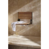 Fold Down Teak Shower Chair in Old World Bronze - Super Arbor