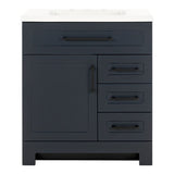 Style Selections Cauley 30-in Deep Blue Single Sink Bathroom Vanity with White Cultured Marble Top