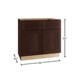 Home Decorators Collection Newport 33 in. W x 24 in. D x 34.5 in. H Assembled Plywood Base Kitchen Cabinet in Manganite with Soft Close