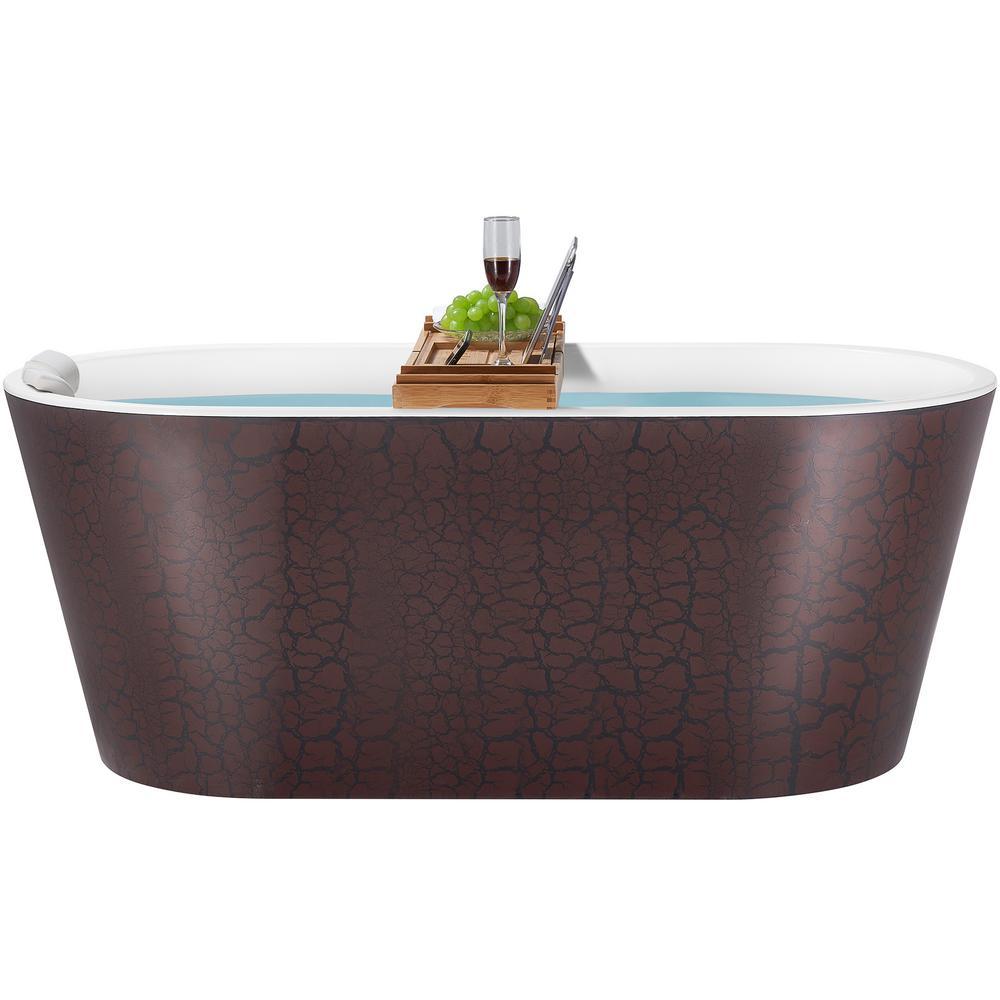 67 in. Acrylic Double Ended Flatbottom Non-Whirlpool Bathtub in Reddish Brown - Super Arbor