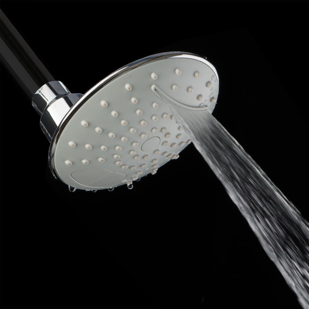 2-Spray 4.63 in. Single Wall Mount Waterfall Fixed Adjustable Shower Head in Brushed Chrome - Super Arbor