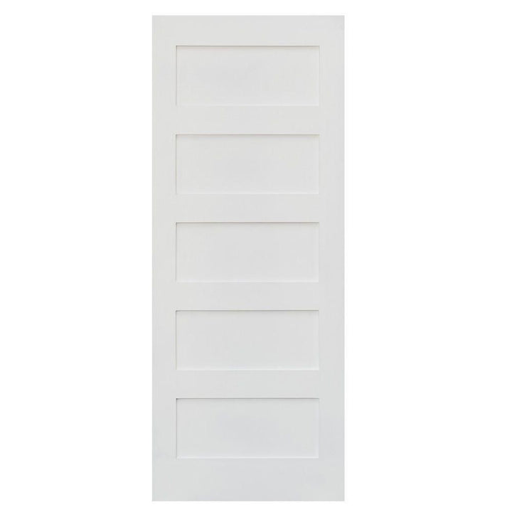 36 in. x 96 in. Shaker 5-Panel Primed Solid Hybrid Core MDF Interior Door Slab - Super Arbor