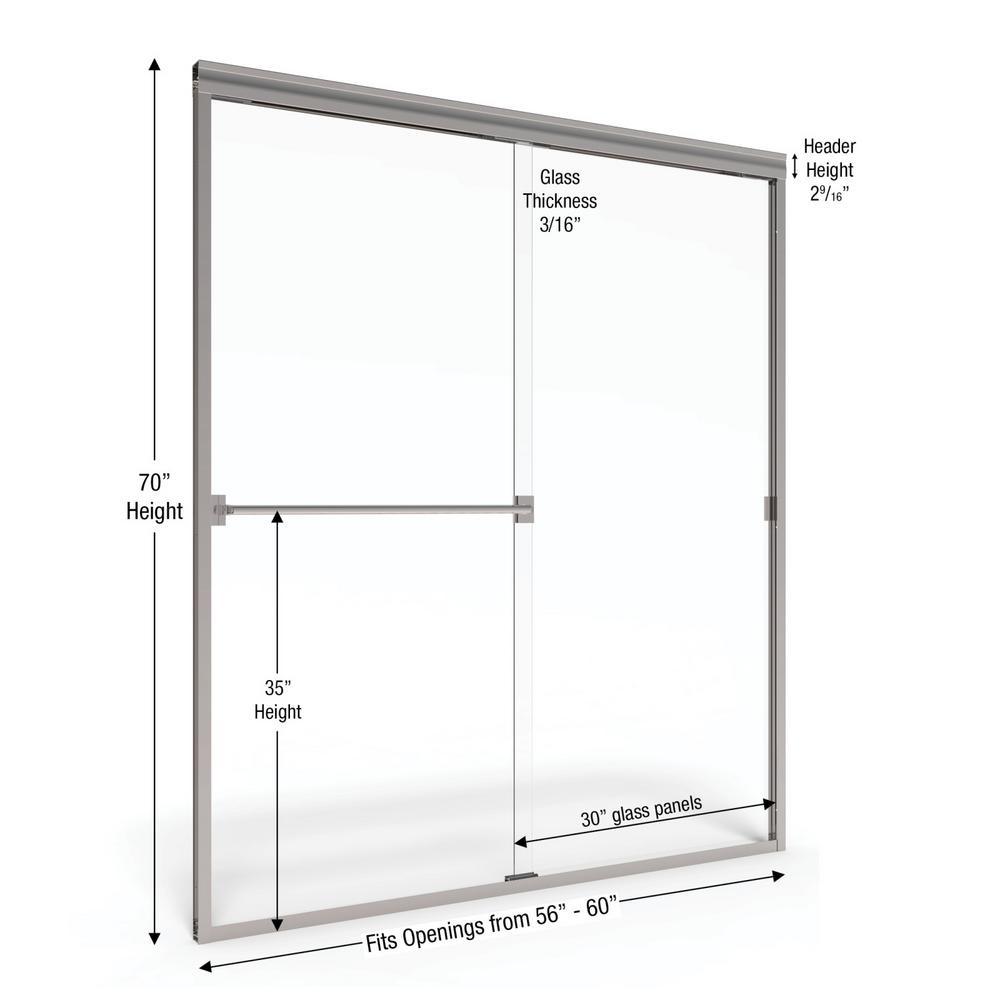 Classic 60 in. x 70 in. Semi-Frameless Sliding Shower Door in Chrome with Clear Glass - Super Arbor