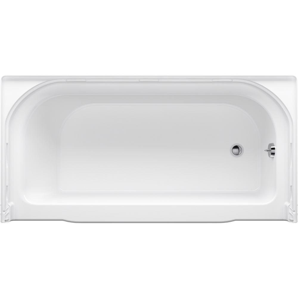 Accord 5 ft. Right Drain Rectangular Alcove Soaking Tub in White - Super Arbor