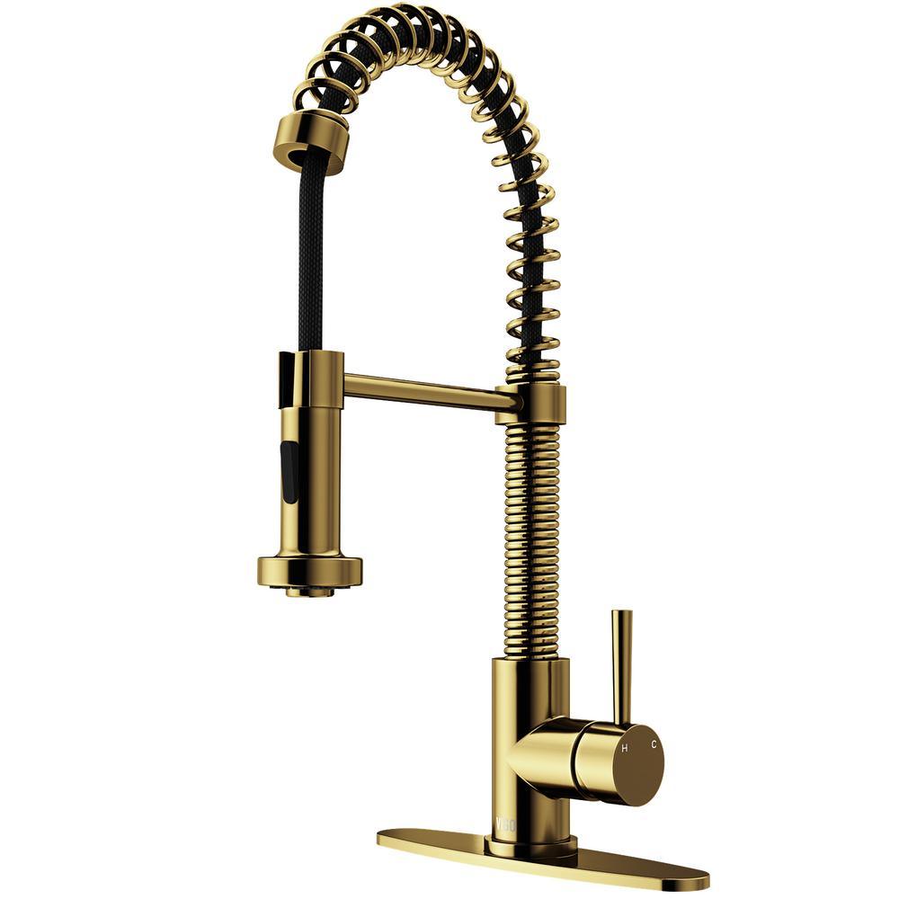 Edison Single-Handle Pull-Down Sprayer Kitchen Faucet with Deck Plate in Matte Black - Super Arbor