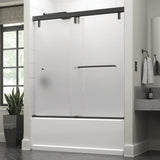 Portman 60 x 59-1/4 in. Frameless Mod Soft-Close Sliding Bathtub Door in Nickel with 3/8 in. (10mm) Clear Glass - Super Arbor
