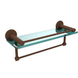 Fresno 16 in. L  x 5 in. H  x 5 in. W Clear Glass Bathroom Shelf with Vanity Rail and Towel Bar in Polished Chrome - Super Arbor