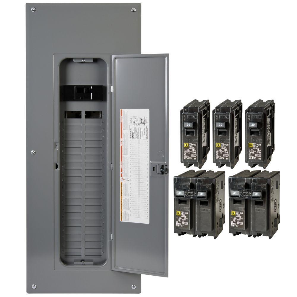 Homeline 200 Amp. 40-Space 80-Circuit Indoor Main Breaker Qwik-Grip Plug-On Neutral Panel, Wiser Energy Monitor - Super Arbor