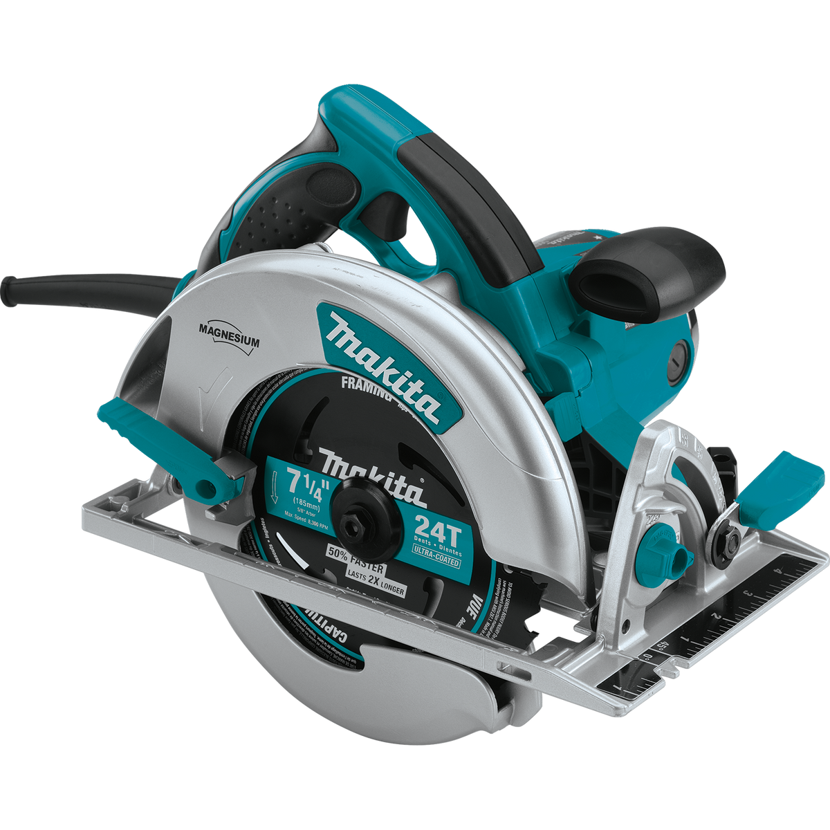 Makita 15 Amp 7-1/4 in. Corded Lightweight Magnesium Circular Saw with LED Light, Dust Blower, 24T Carbide blade, Hard Case