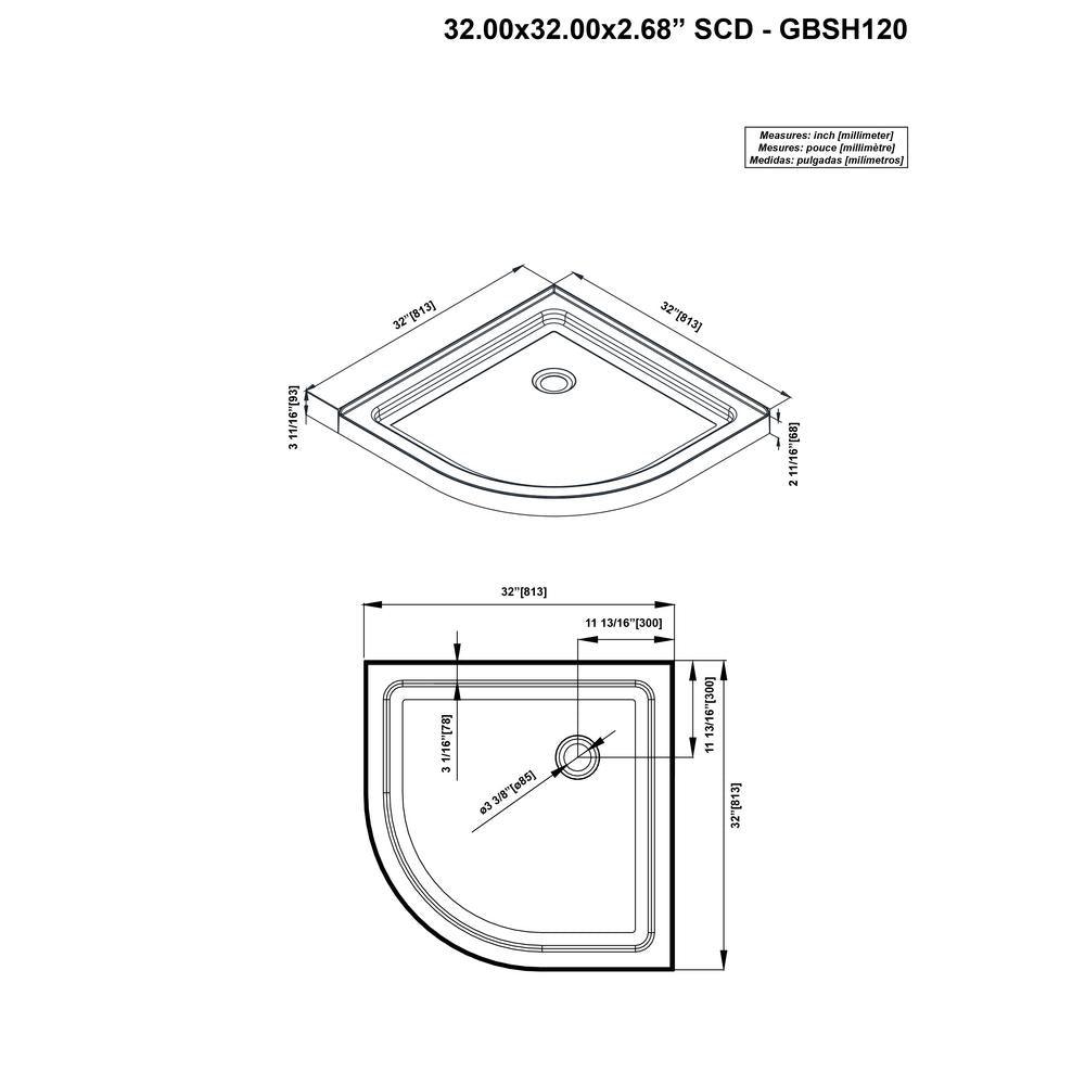 Glamour 32 in. x 76.40 in. Corner Drain Corner Shower Kit in White and Satin Nickel - Super Arbor