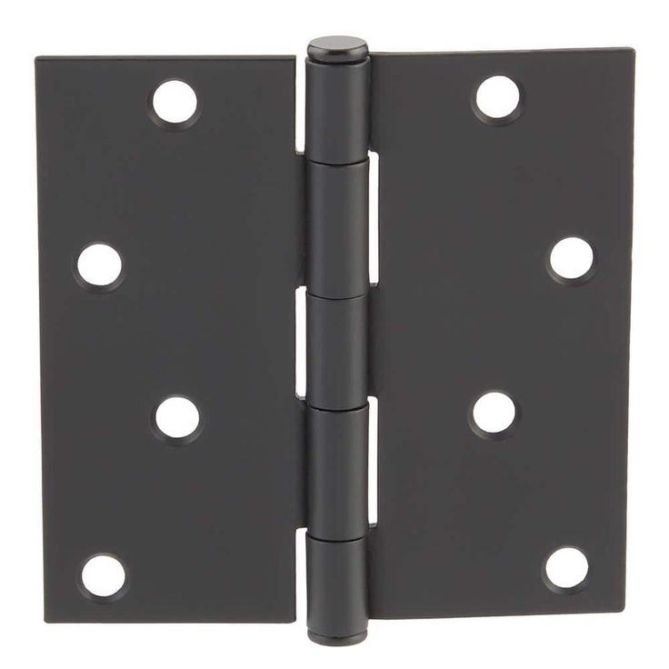 4 in. Square Corner Matte Black Door Hinge (24-Pack)