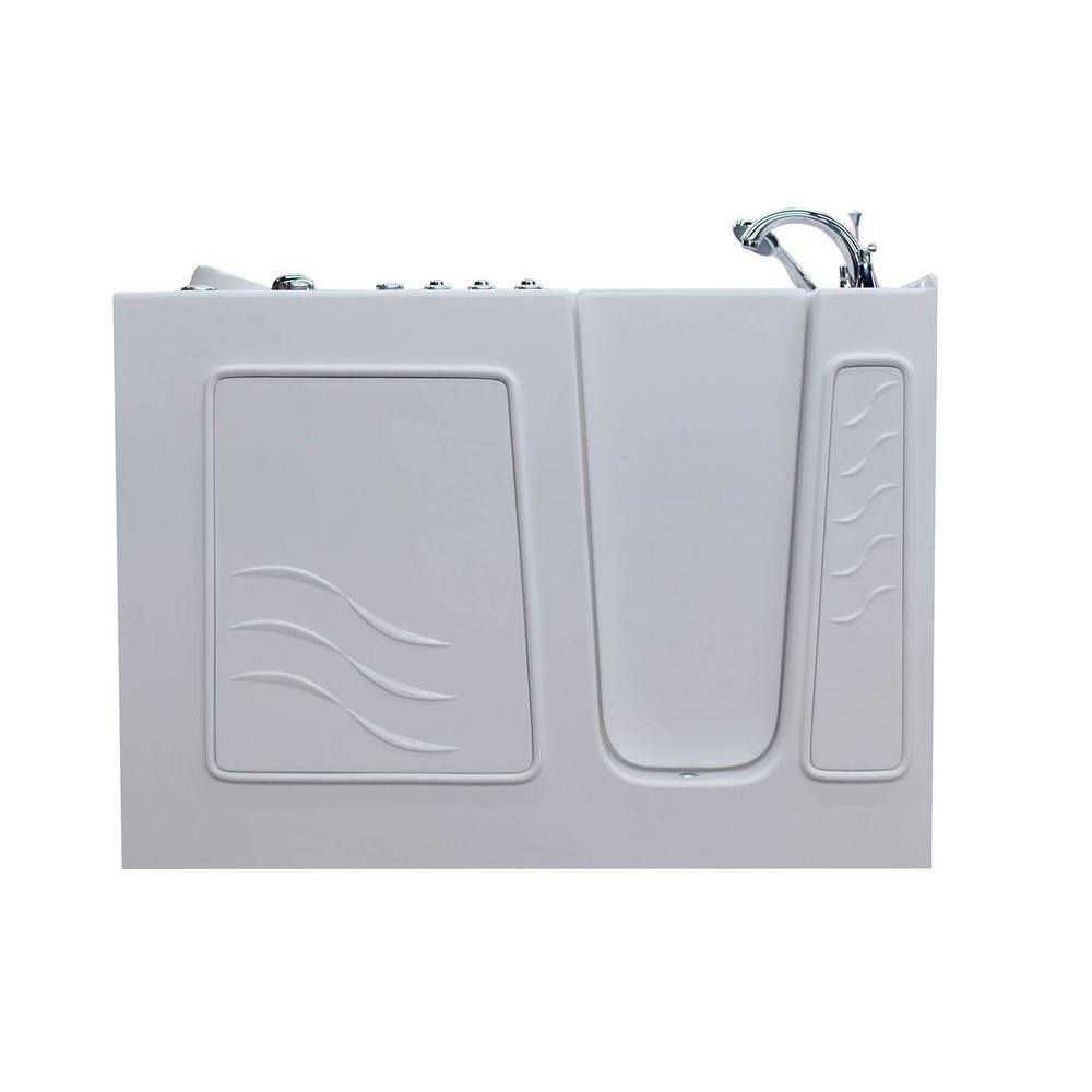 Rampart Nova Heated 4.5 ft. Walk-in Whirlpool and Air Bathtub with 4 in. Tile Easy Up Adhesive Wall Surround in White - Super Arbor