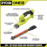RYOBI ONE+ 18V Cordless Grass Shear and Shrubber Trimmer with 1.3Ah Battery and Charger