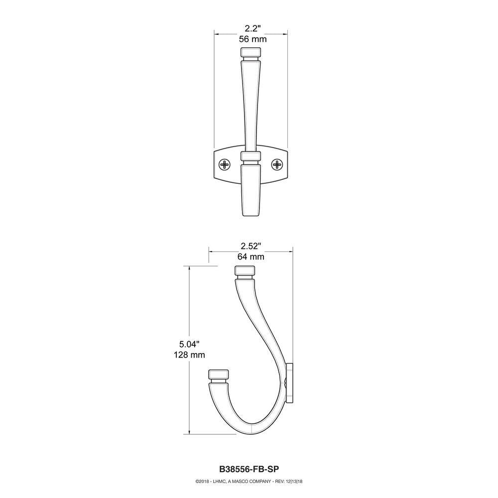 Warm Industrial 5 in. Matte Black Coat Hook - Super Arbor